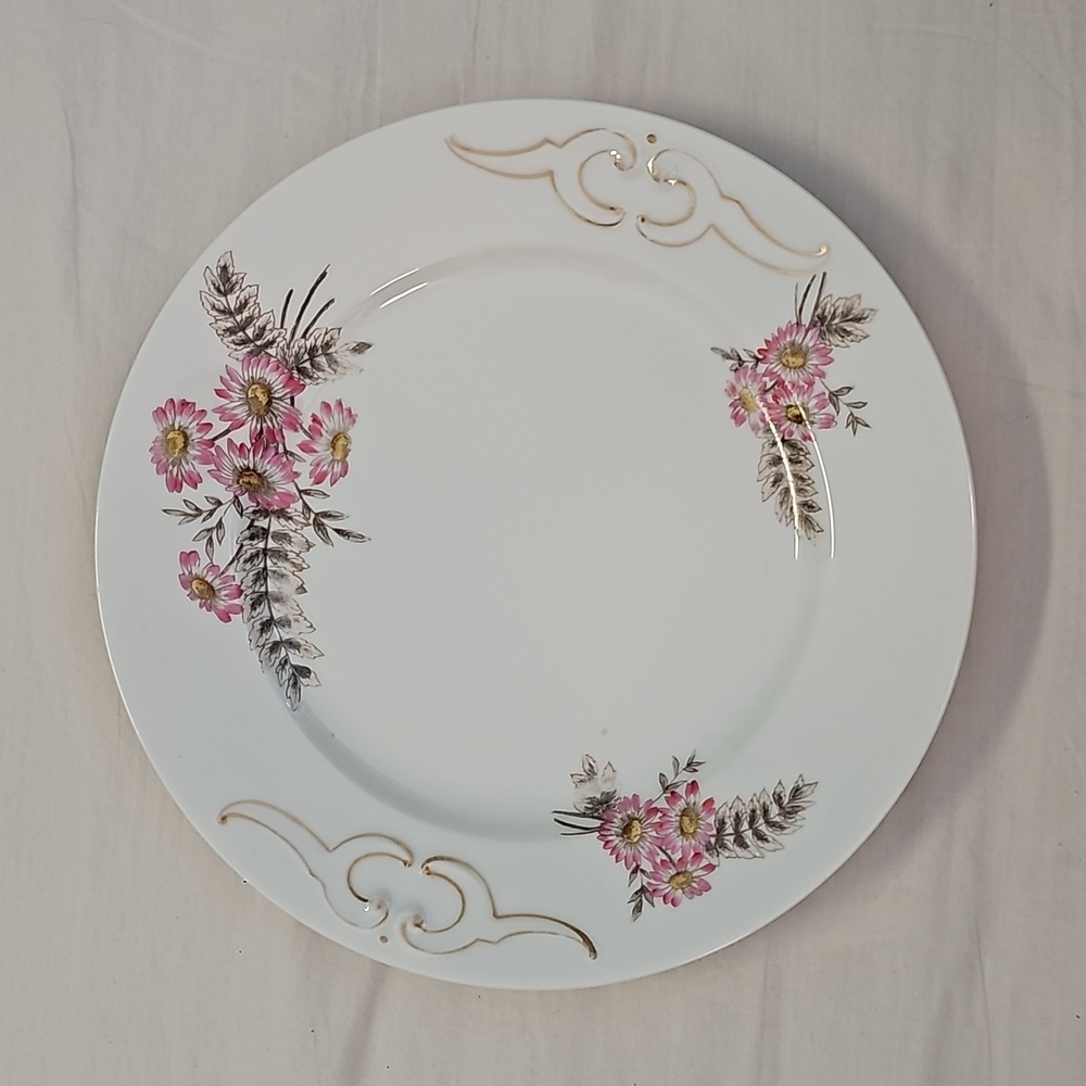 Antique Ch. Field Haviland 1882 limoges dinner plate 10" pink flower pattern